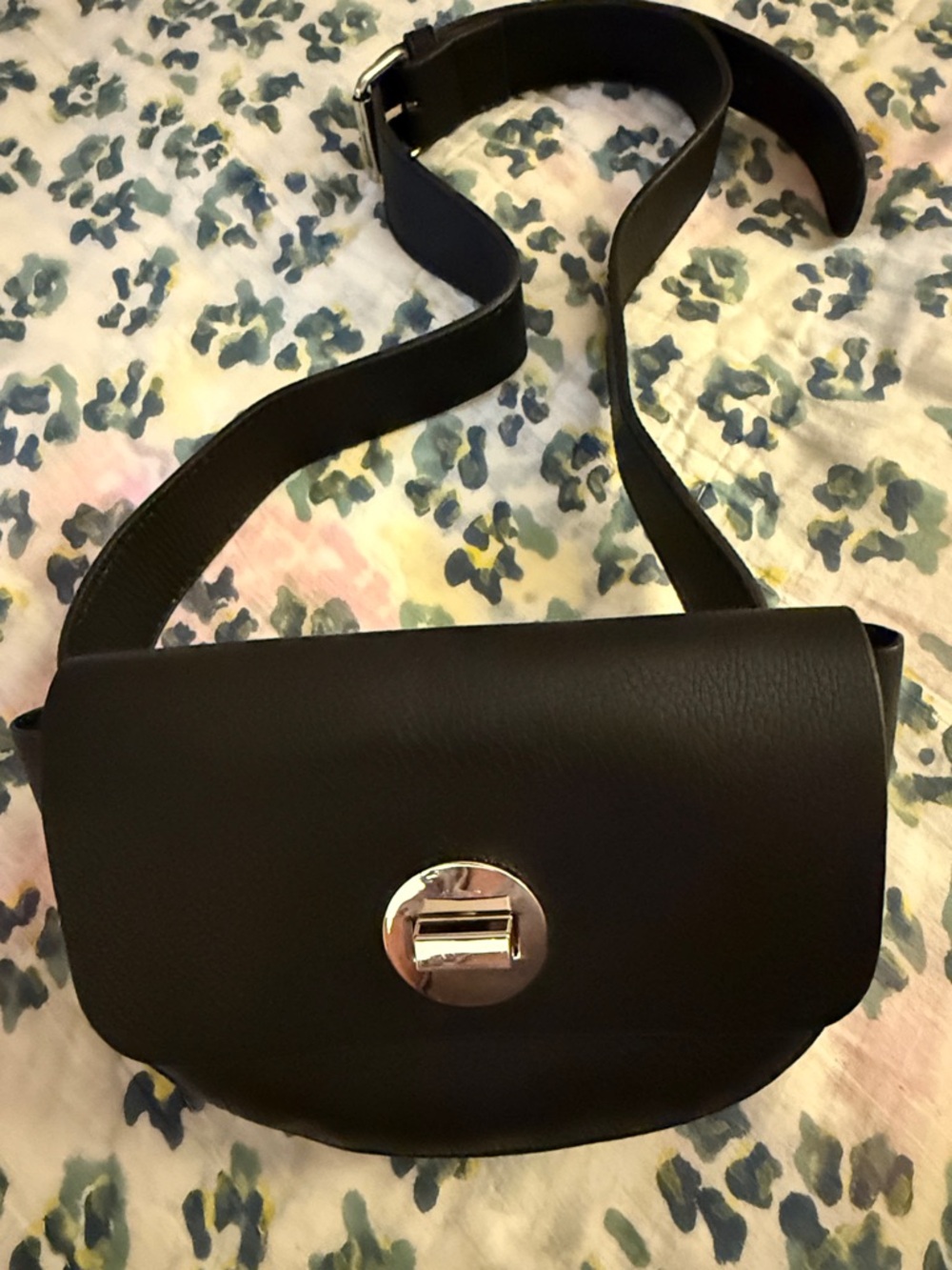 Barney's New York Black Leather Belt Bag with Silver Hardware New - Picture 7 of 10